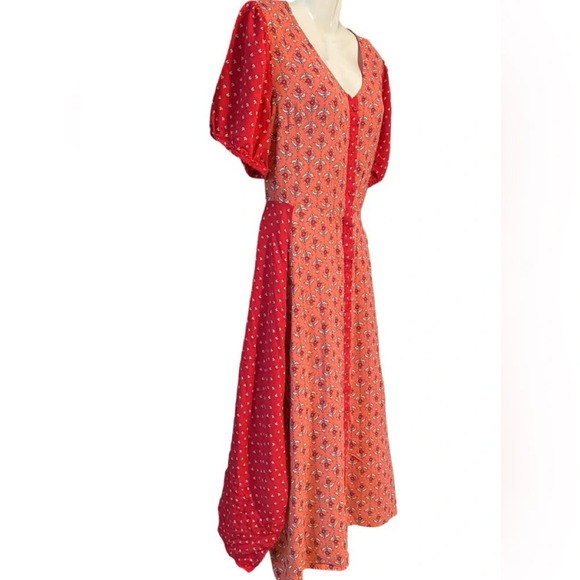 Go Fish Pink Red Floral Maxi Button Down Dress - Picture 3 of 12